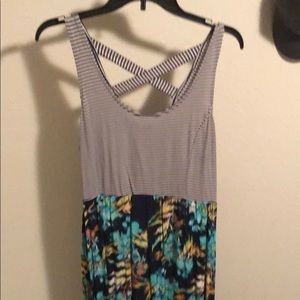 Stripped and floral maxi dress